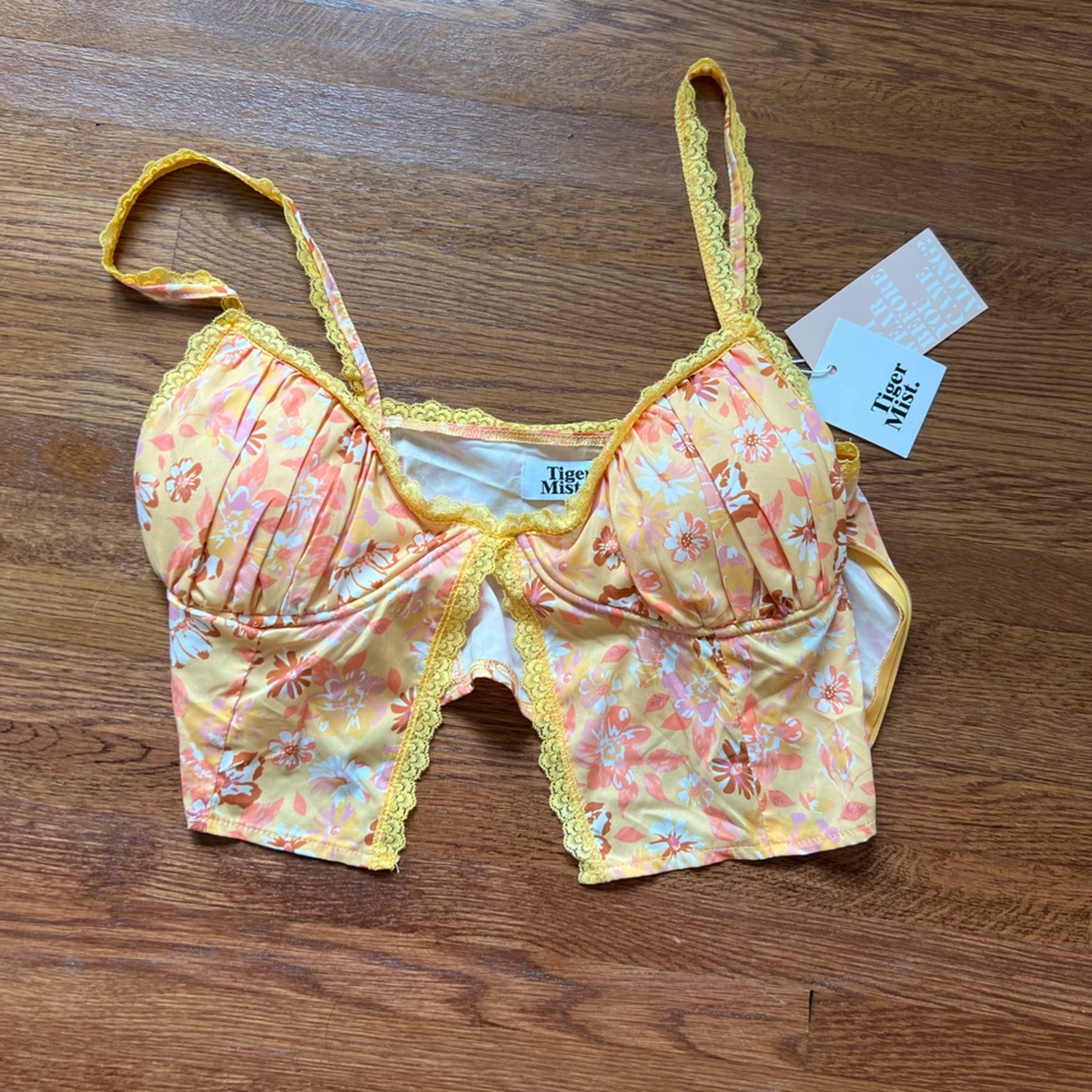 Tiger Mist Yellow Lace Bralette New With Tags